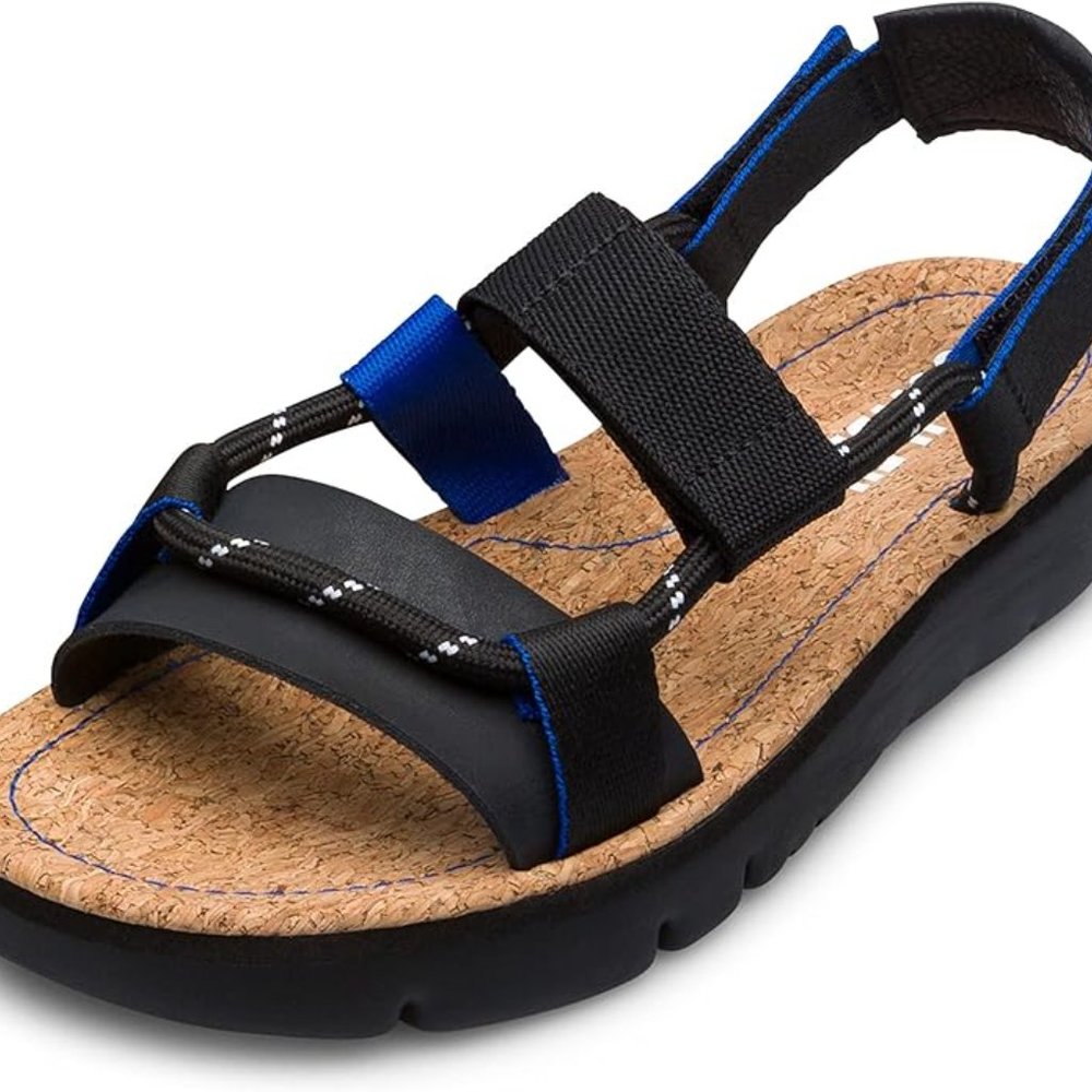 Camper Black and Blue Strap Sandals